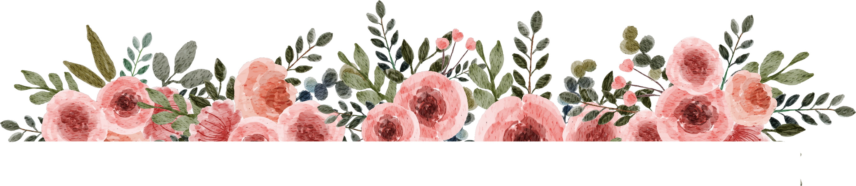 Pink Watercolor Flowers Frame Edge